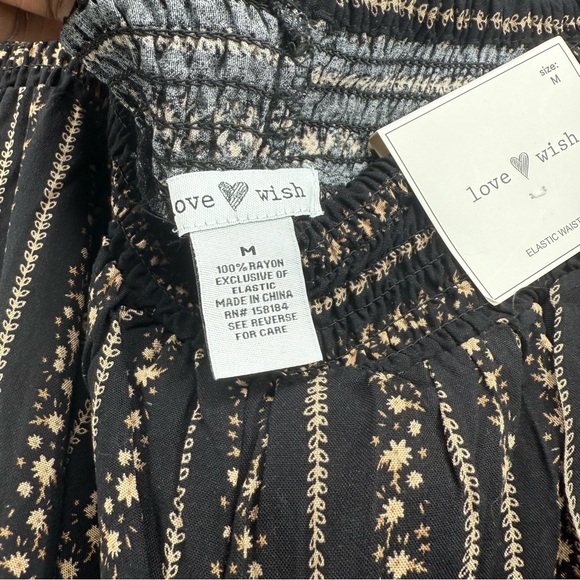 Black and Tan Wide Leg Pants with Crochet Inset - Picture 3 of 9